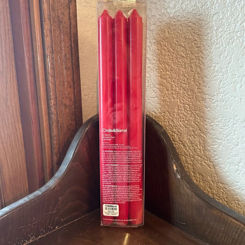 Crate&Barrel Red Taper Candle Set
